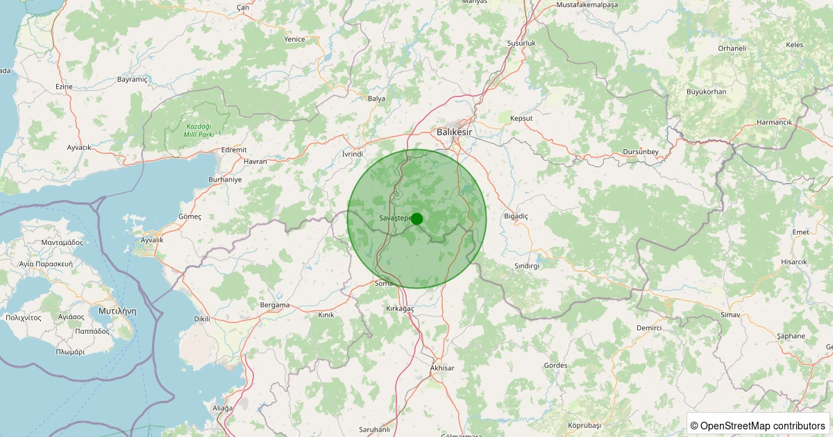 20 Kasım 2025 saat 10:57 - Savaştepe - Yukarıdanişment - 1.10ml depreminin harita gösterimi