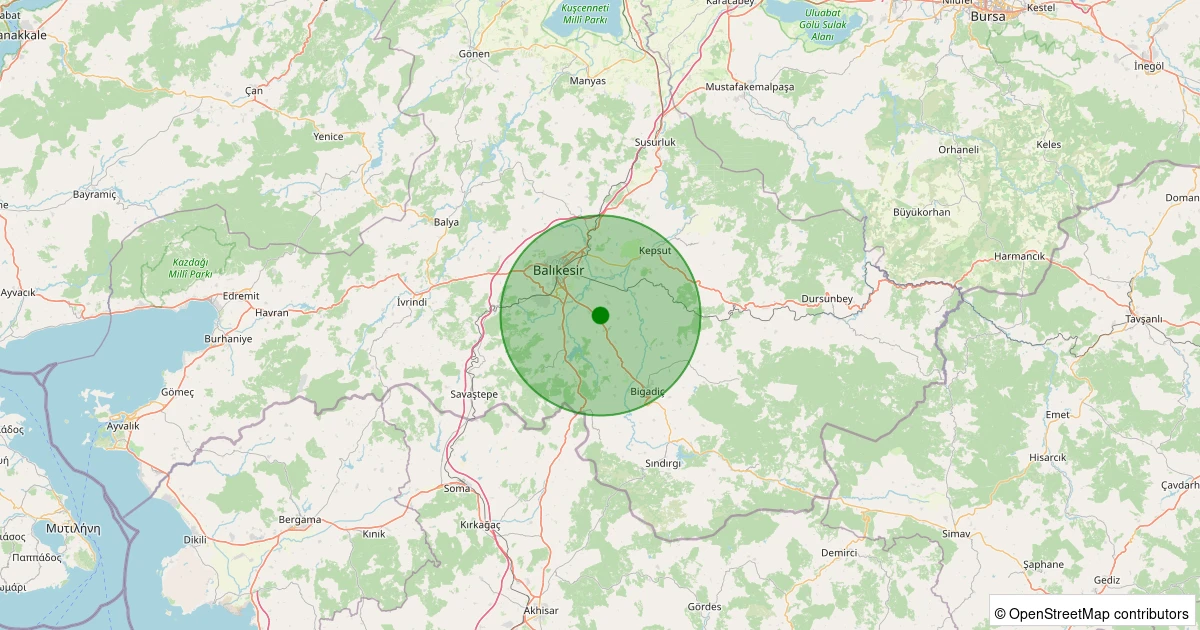 20 Kasım 2025 saat 10:52 - Altıeylül - Paşaköy - 1.30ml depreminin harita gösterimi