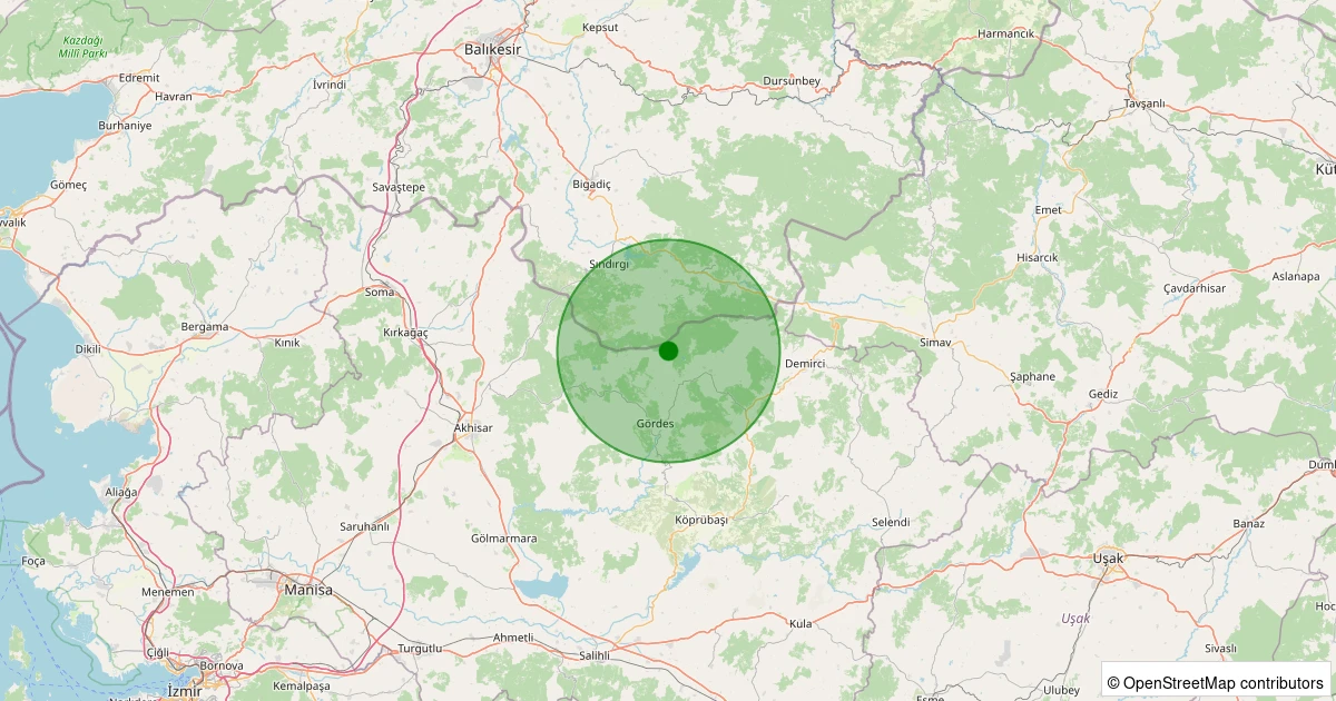 20 Kasım 2025 saat 13:32 - Gördes - Şeyhyayla - 1.40ml depreminin harita gösterimi