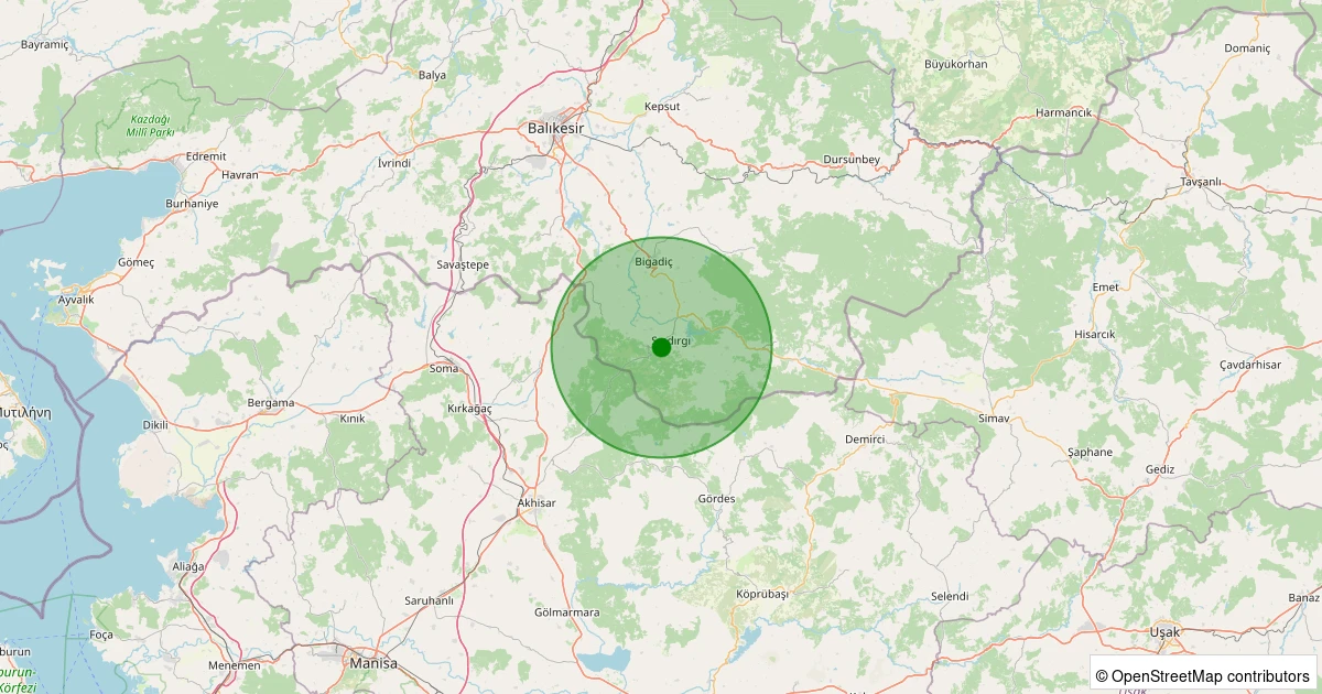 20 Kasım 2025 saat 18:11 - Sındırgı - 2.00ml depreminin harita gösterimi