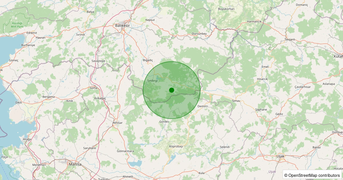 20 Kasım 2025 saat 23:44 - Sındırgı - Yaylabayır - 0.80ML depreminin harita gösterimi