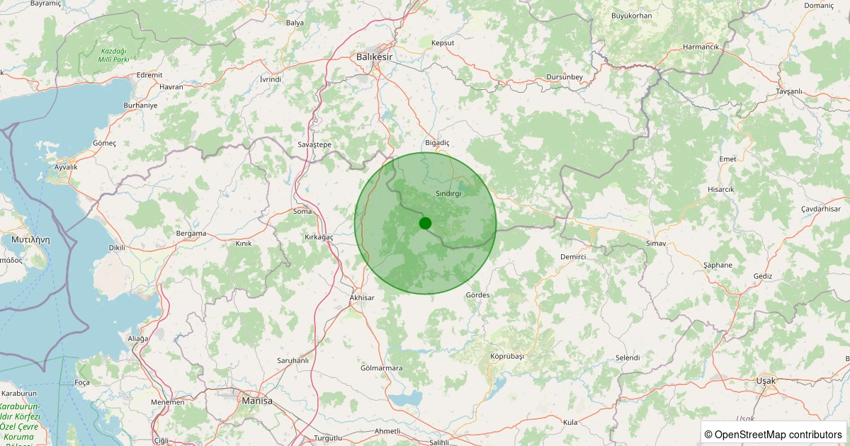 21 Kasım 2025 saat 01:01 - Sındırgı - 1.20ml depreminin harita gösterimi