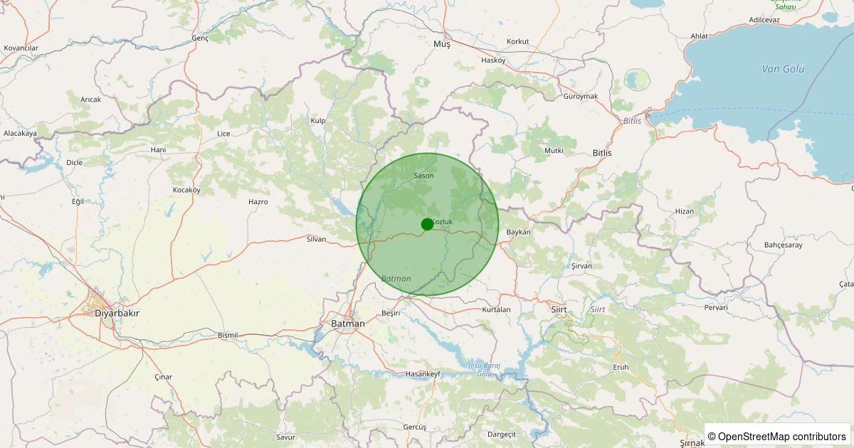 21 Kasım 2025 saat 01:55 - Kozluk - Yolaltı - 1.20ml depreminin harita gösterimi
