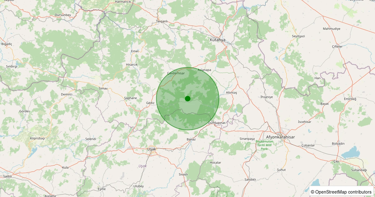 21 Kasım 2025 saat 02:18 - Aslanapa - Tokul Köyü - 1.20ml depreminin harita gösterimi