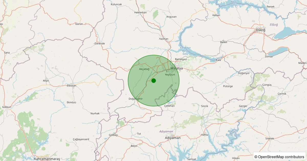 21 Kasım 2025 saat 03:08 - Yeşilyurt - 1.10ml depreminin harita gösterimi