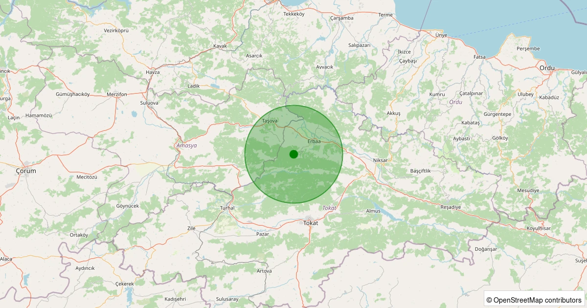 21 Kasım 2025 saat 05:07 - Erbaa - Azabağı Köyü - 0.70ML depreminin harita gösterimi