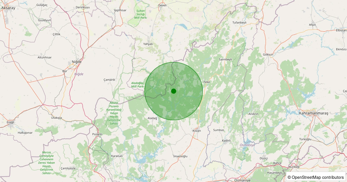 21 Kasım 2025 saat 06:10 - Kozan - Ergenuşağı - 1.10ml depreminin harita gösterimi