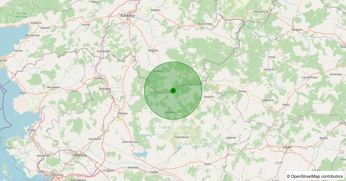 21 Kasım 2025 saat 07:51 - Sındırgı - Yüreğil/Merkez - 1.40ml depreminin harita gösterimi
