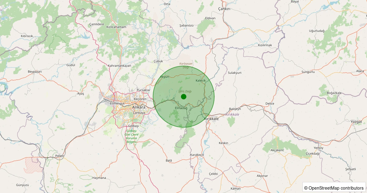 21 Kasım 2025 saat 07:25 - Elmadağ - Yeşildere-Seyitcemali - 0.90ML depreminin harita gösterimi