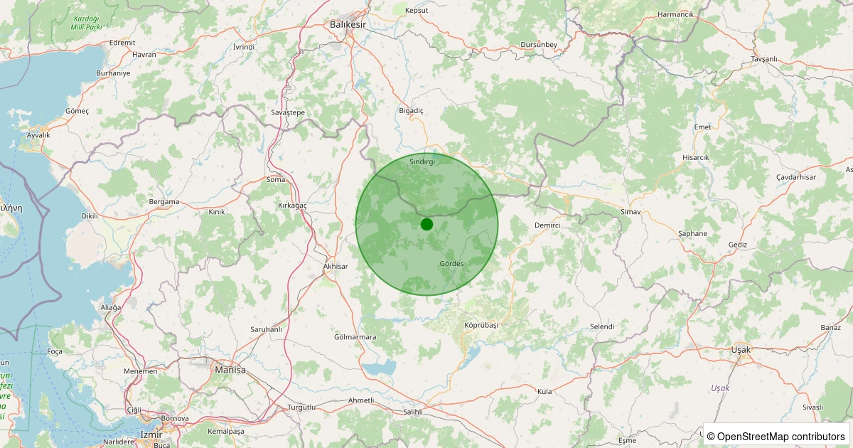 21 Kasım 2025 saat 08:16 - Gördes - 1.00ml depreminin harita gösterimi