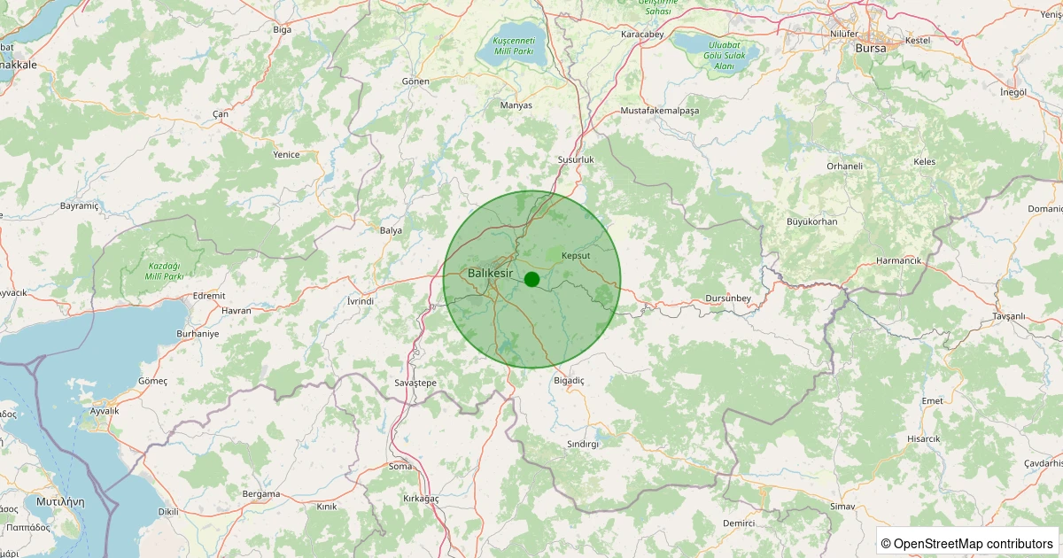 21 Kasım 2025 saat 08:02 - Altıeylül - Köylüköy - 1.40ml depreminin harita gösterimi