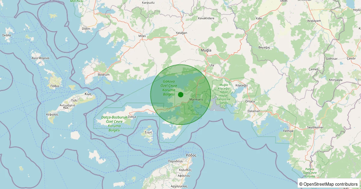 11 Ekim 2025 saat 09:02 - Marmaris - Karaca - 2.60ml depreminin harita gösterimi