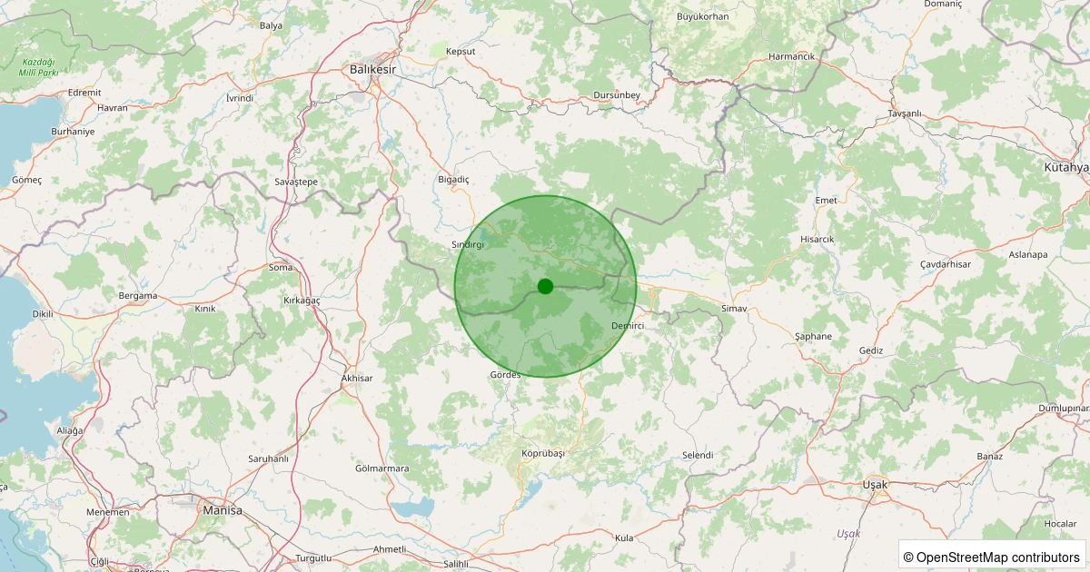 21 Kasım 2025 saat 09:55 - Sındırgı - Yaylabayır - 1.40ml depreminin harita gösterimi