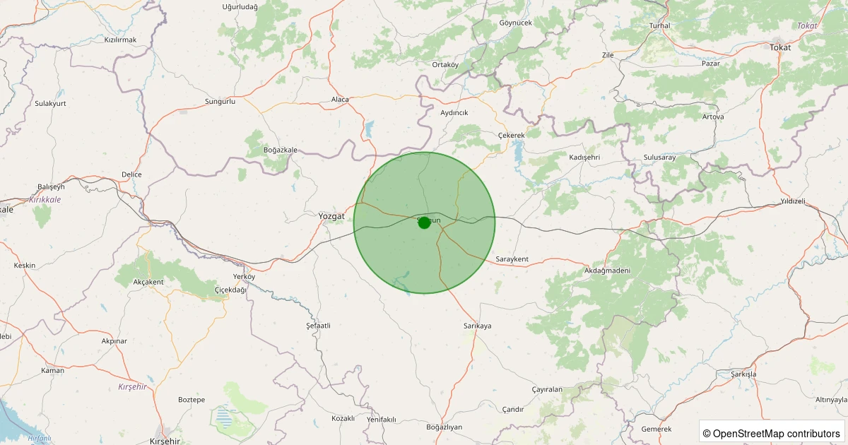 21 Kasım 2025 saat 12:08 - Sorgun - Yazlak - 1.10ml depreminin harita gösterimi