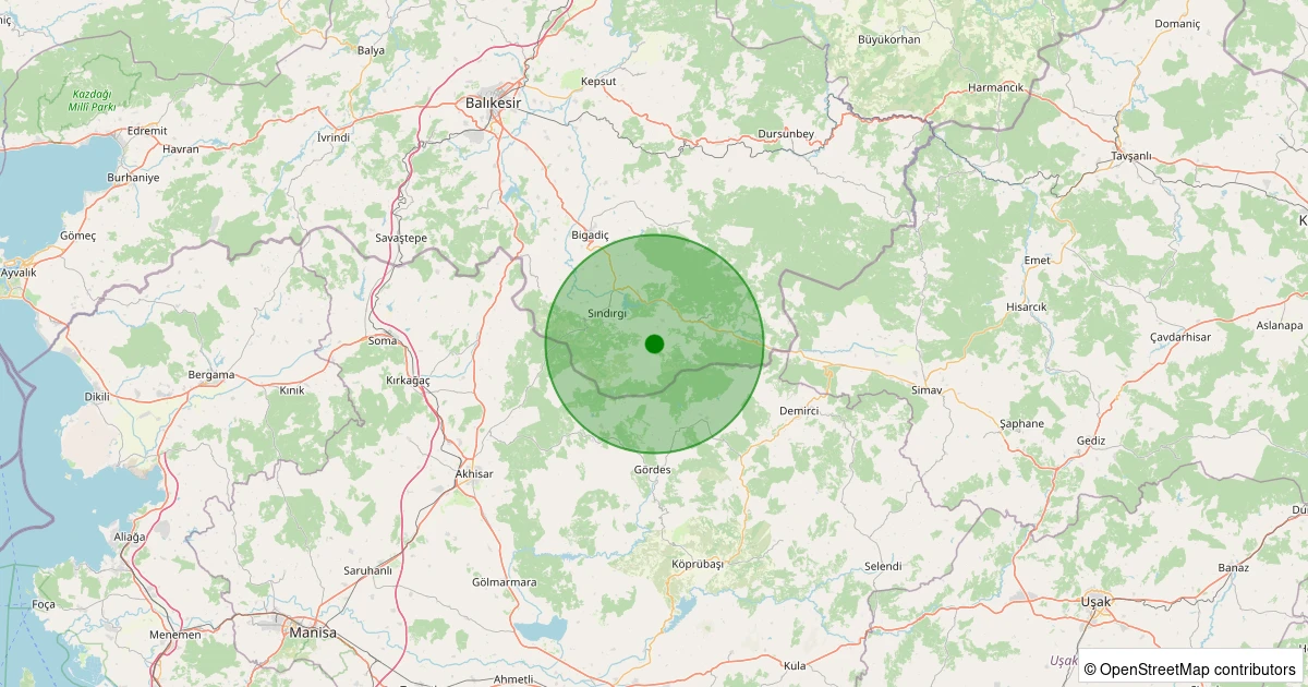 21 Kasım 2025 saat 20:43 - Sındırgı - Işıklar - 0.70ML depreminin harita gösterimi