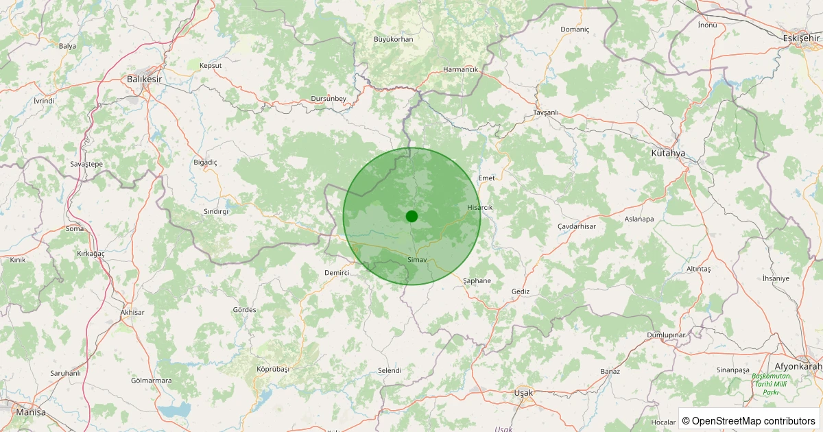 22 Kasım 2025 saat 04:24 - Simav - Yemişli Köyü - 1.20ml depreminin harita gösterimi