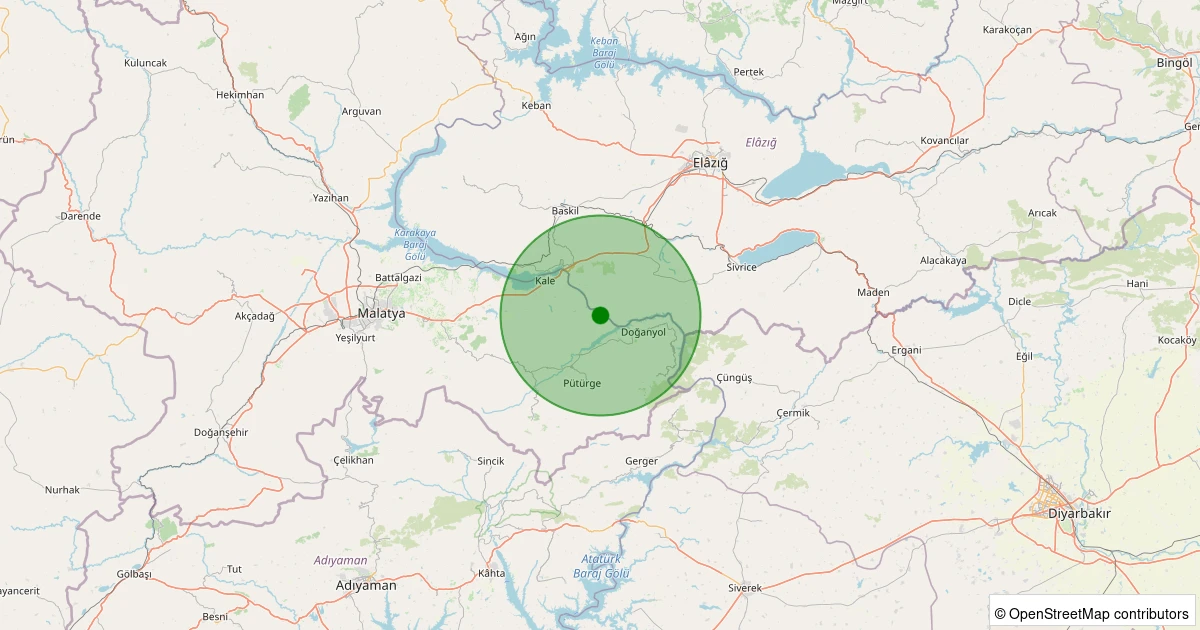 22 Kasım 2025 saat 04:40 - Kale - Kara Hüseyin Köyü - 0.90ML depreminin harita gösterimi