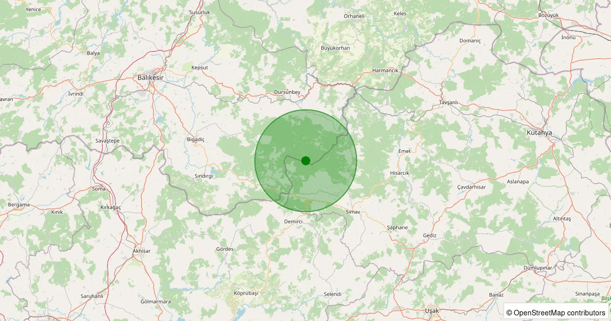 11 Ekim 2025 saat 12:01 - Simav - Çamlık Köyü - 1.50ml depreminin harita gösterimi
