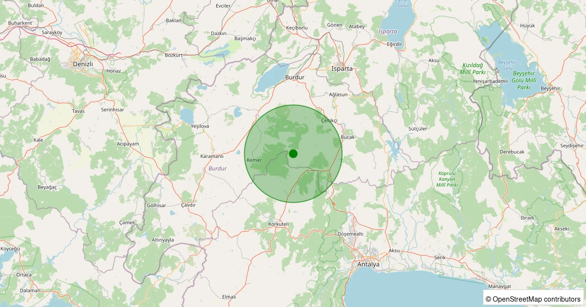 22 Kasım 2025 saat 20:50 - Bucak - 1.40ml depreminin harita gösterimi