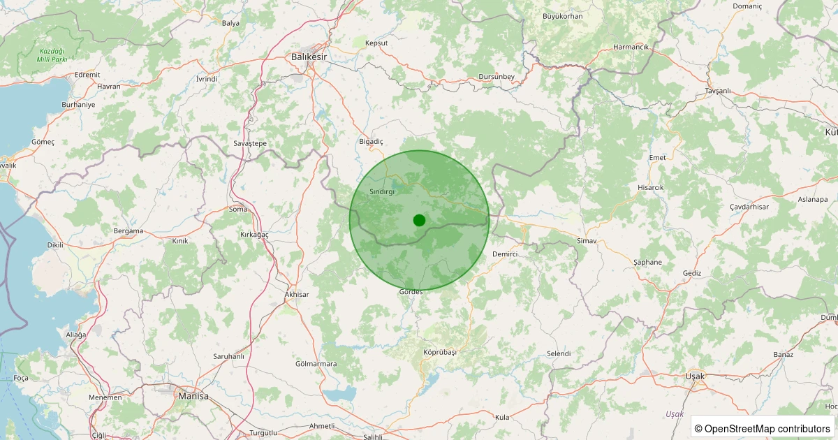 22 Kasım 2025 saat 22:42 - Sındırgı - Küçükdağdere - 1.00ml depreminin harita gösterimi