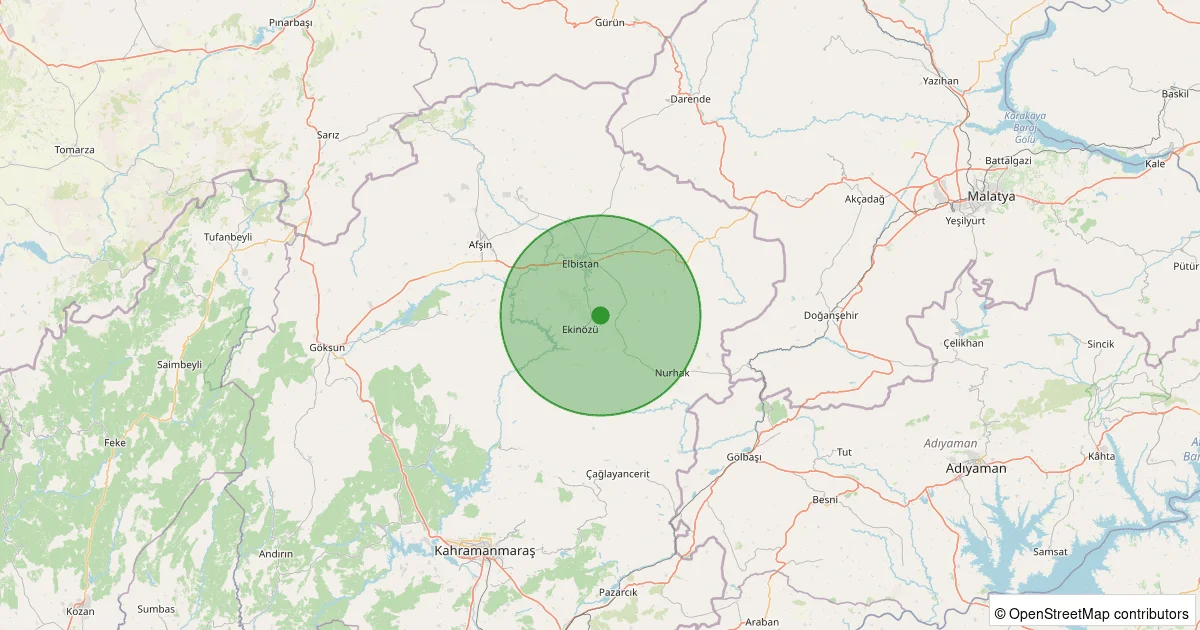 11 Ekim 2025 saat 12:37 - Elbistan - Gümüşdöven Köyü - 1.80ml depreminin harita gösterimi