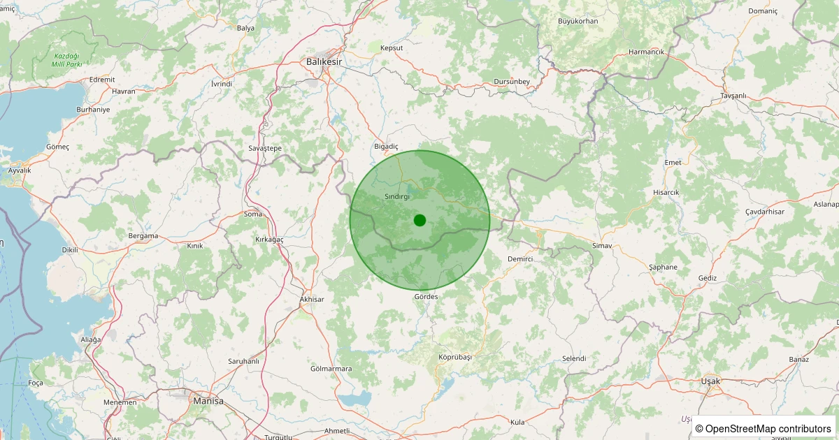 23 Kasım 2025 saat 00:29 - Sındırgı - Işıklar - 3.80ml depreminin harita gösterimi