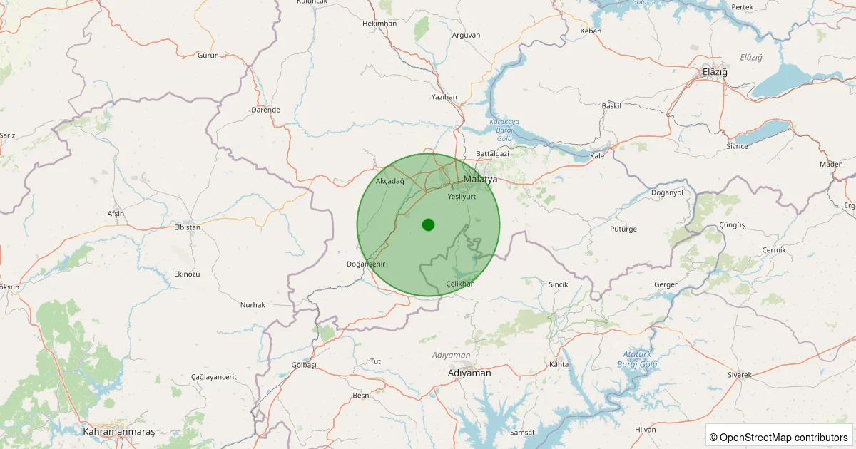 11 Ekim 2025 saat 14:11 - Yeşilyurt - Atalar - 1.40ml depreminin harita gösterimi
