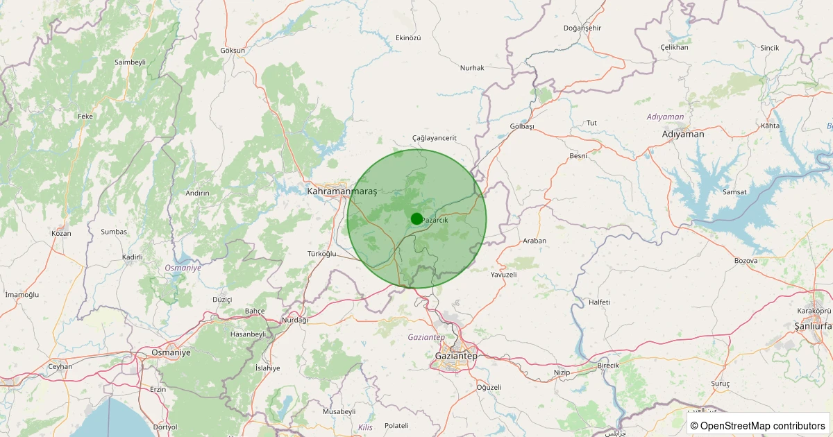 23 Kasım 2025 saat 00:47 - Dulkadiroğlu - Söğütlü - 0.90ML depreminin harita gösterimi