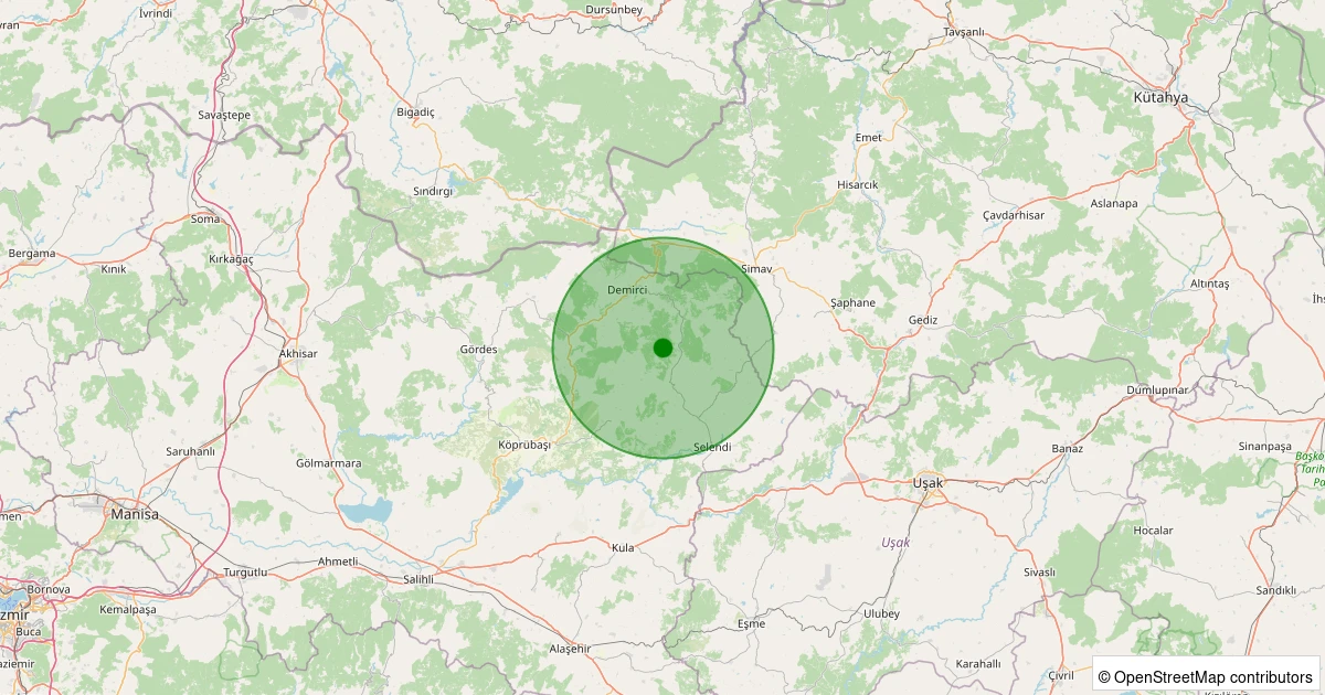 23 Kasım 2025 saat 02:39 - Demirci - Çağıllar - 1.70ml depreminin harita gösterimi