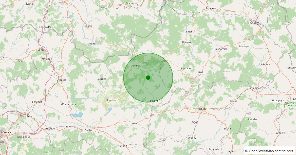 23 Kasım 2025 saat 03:13 - Demirci - Boyacık - 1.80ml depreminin harita gösterimi