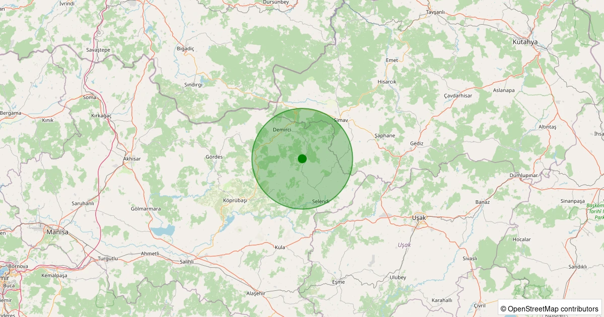23 Kasım 2025 saat 03:16 - Demirci - Mezitler - 1.00ml depreminin harita gösterimi