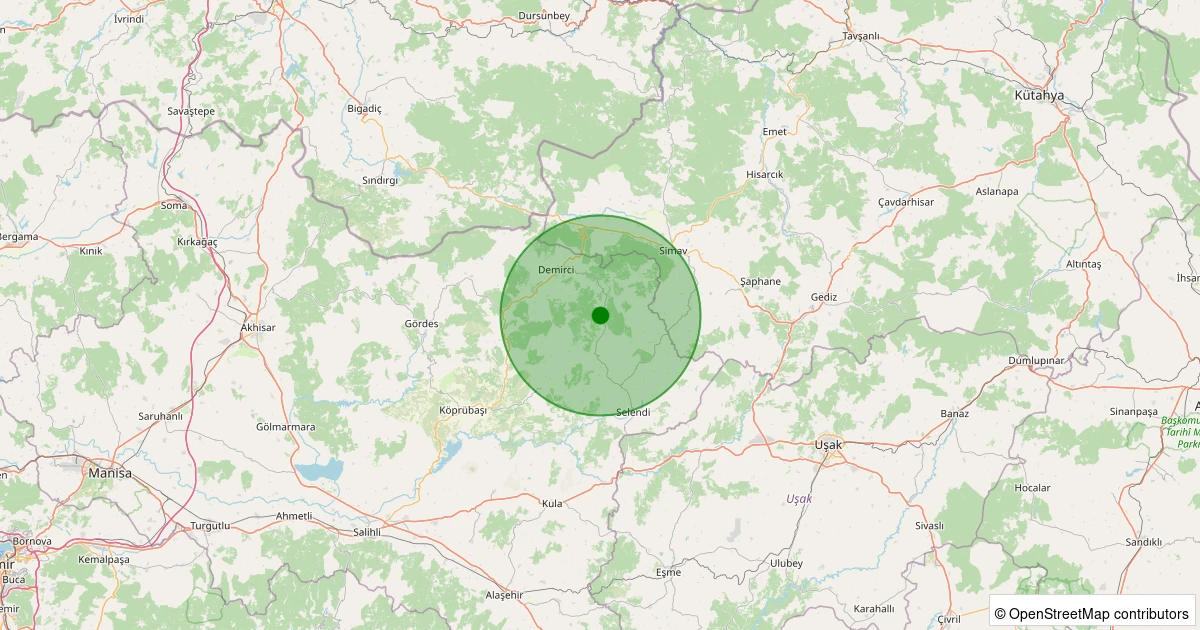 23 Kasım 2025 saat 03:25 - Demirci - Boyacık - 1.20ml depreminin harita gösterimi