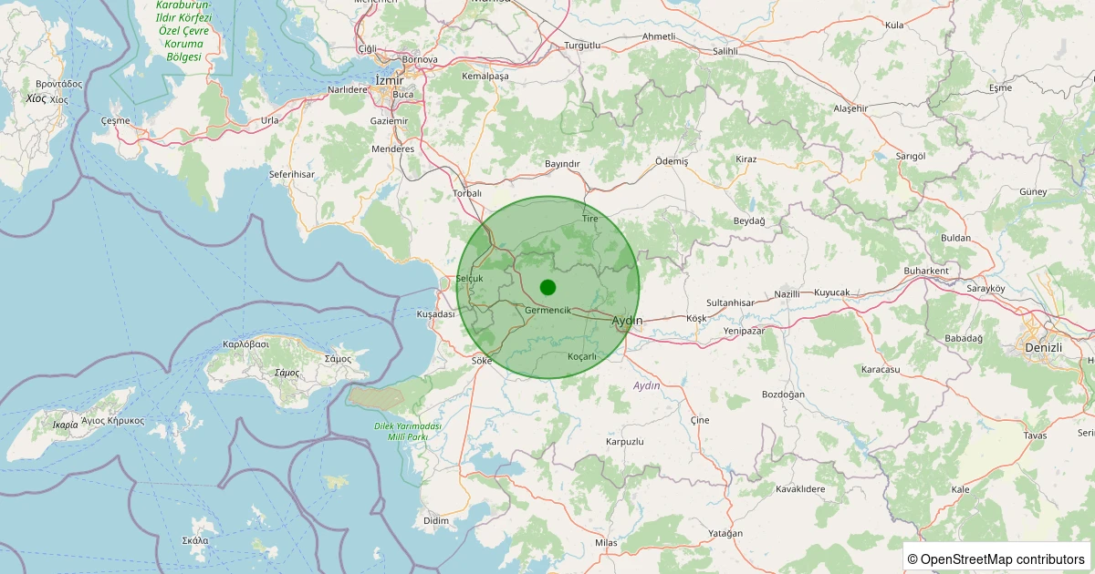 23 Kasım 2025 saat 03:59 - Germencik - Çamköy - 1.30ml depreminin harita gösterimi