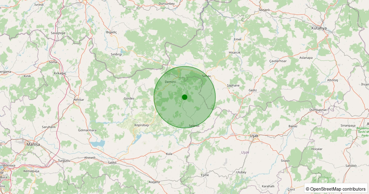 23 Kasım 2025 saat 03:40 - Demirci - Boyacık - 1.10ml depreminin harita gösterimi