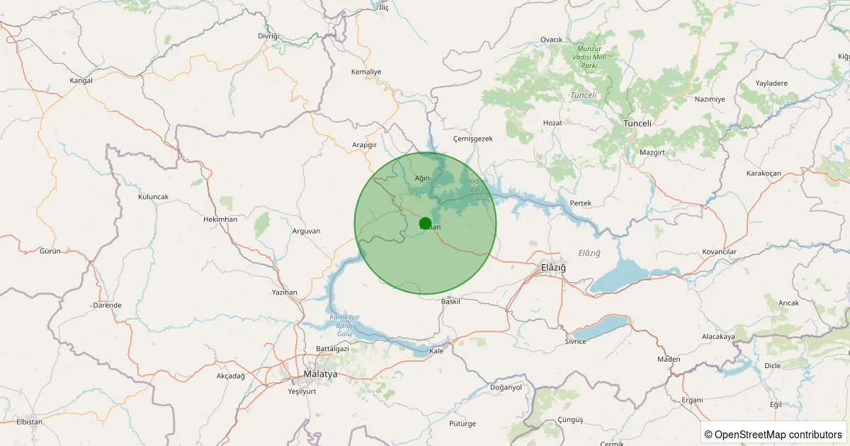11 Ekim 2025 saat 16:47 - Keban - Çalık Köyü - 1.60ml depreminin harita gösterimi