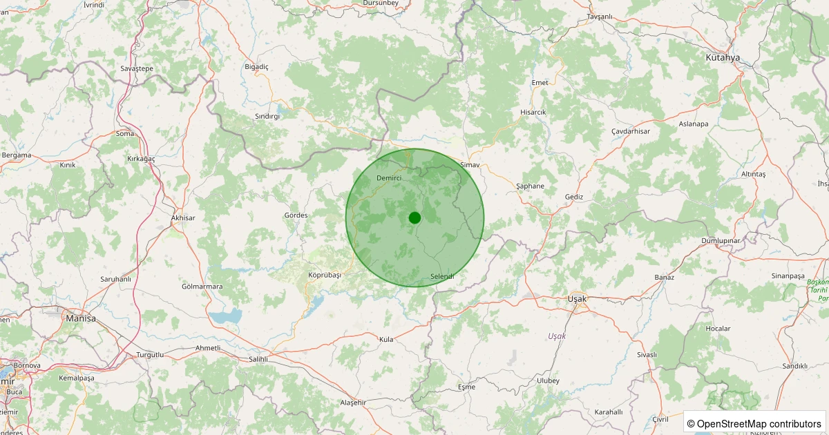 23 Kasım 2025 saat 04:24 - Demirci - Çağıllar - 1.20ml depreminin harita gösterimi