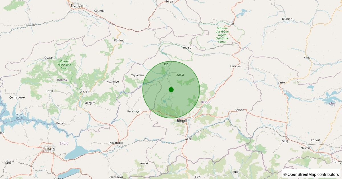 23 Kasım 2025 saat 04:57 - Merkez - Yeşilova Köyü - 1.30ml depreminin harita gösterimi