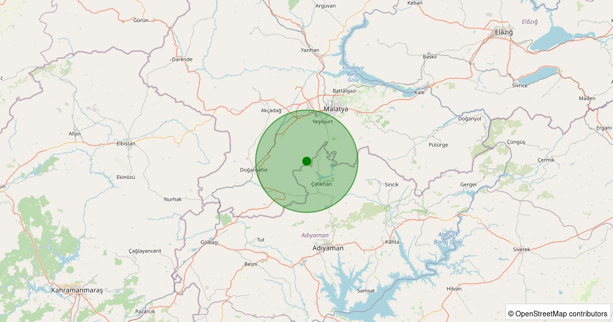 23 Kasım 2025 saat 05:15 - Yeşilyurt - Atalar - 1.10ml depreminin harita gösterimi