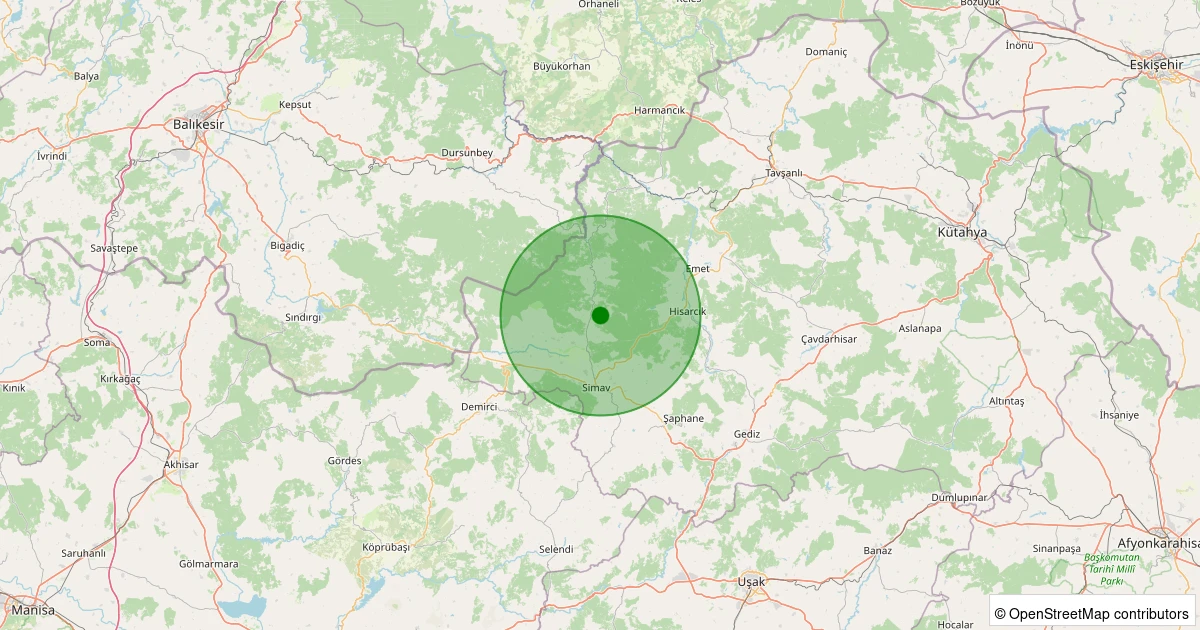 23 Kasım 2025 saat 06:23 - Simav - Yemişli Köyü - 0.90ML depreminin harita gösterimi