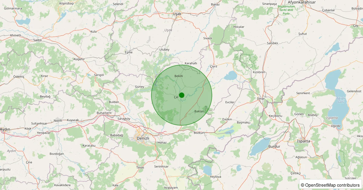 11 Ekim 2025 saat 18:49 - Çal - Şapçılar Köyü - 1.30ML depreminin harita gösterimi