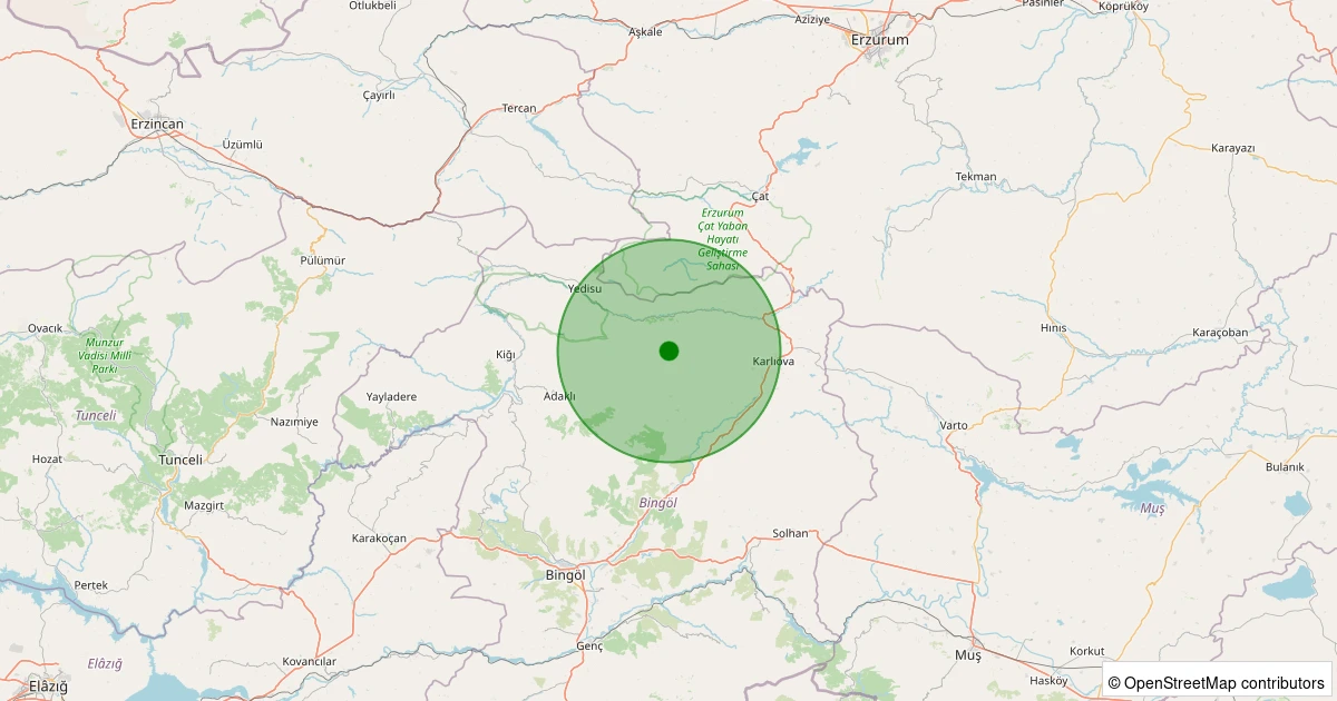23 Kasım 2025 saat 09:17 - Adaklı - Mercan Köyü - 1.60ml depreminin harita gösterimi