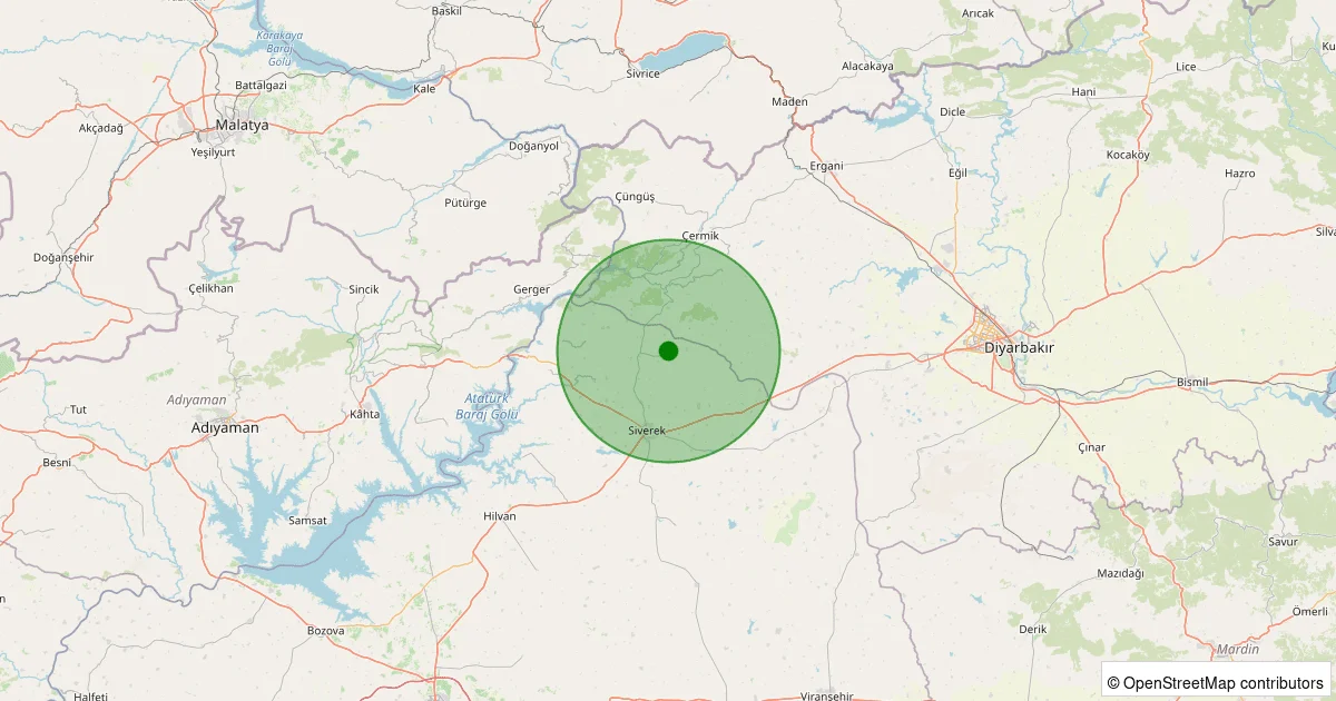 11 Ekim 2025 saat 19:33 - Çermik - İkiçeltik Köyü - 1.40ml depreminin harita gösterimi