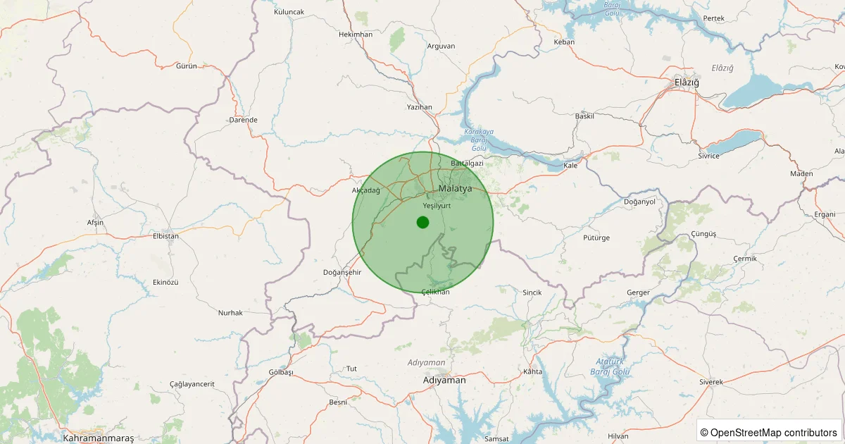 11 Ekim 2025 saat 21:09 - Yeşilyurt - Seyituşağı - 1.00ML depreminin harita gösterimi