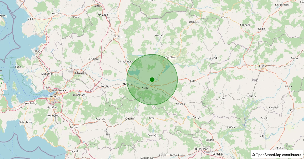 11 Ekim 2025 saat 21:08 - Salihli - Çapaklı - 1.40ML depreminin harita gösterimi