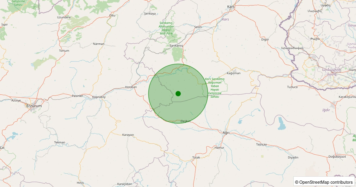 23 Kasım 2025 saat 17:44 - Sarıkamış - Ortakale Köyü - 3.00ml depreminin harita gösterimi