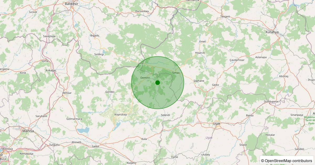 23 Kasım 2025 saat 19:50 - Demirci - Esenyurt - 1.60ml depreminin harita gösterimi