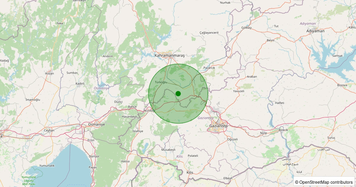 24 Kasım 2025 saat 00:41 - Kahramanmaraş - 1.10ml depreminin harita gösterimi