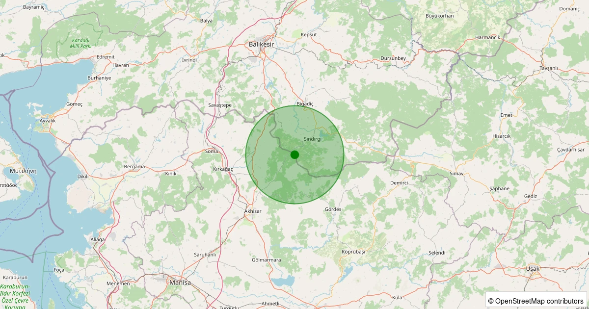 24 Kasım 2025 saat 01:27 - Sındırgı - 1.20ml depreminin harita gösterimi