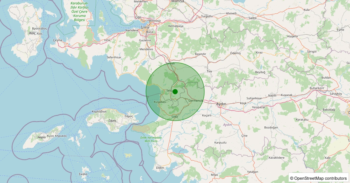 24 Kasım 2025 saat 02:00 - Selçuk - Şirince - 1.50ml depreminin harita gösterimi