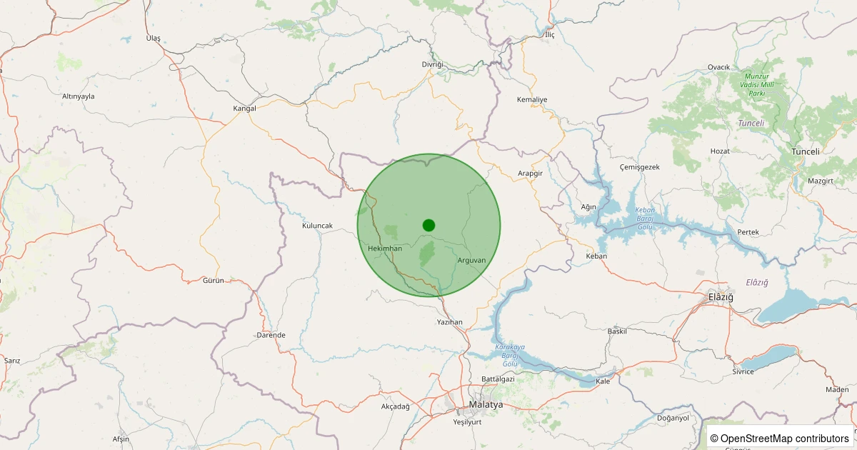 24 Kasım 2025 saat 02:33 - Hekimhan - İğdir Köyü - 1.60ml depreminin harita gösterimi